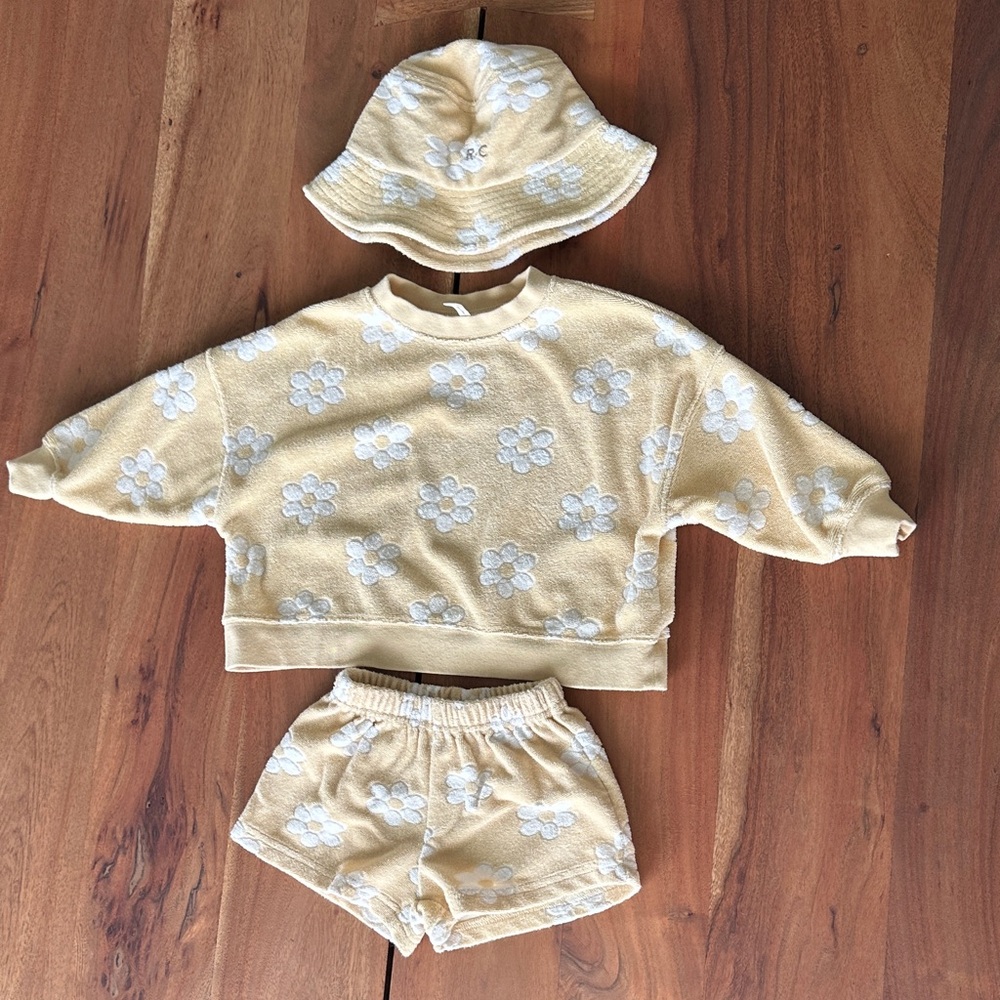 Floral Beige Baby Outfit Set